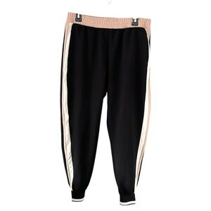 ZARA Pink and White Stripe Black Jogger Pants